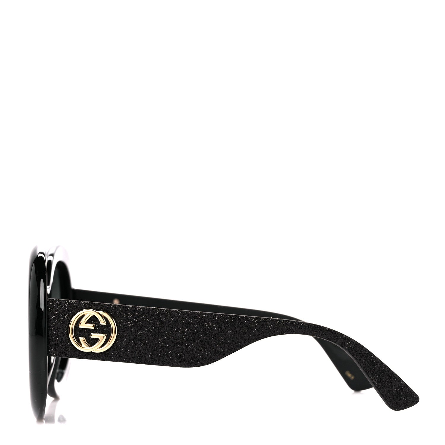 Gucci Acetate Round GG0101S Glitter Sunglasses Black 3 of 8