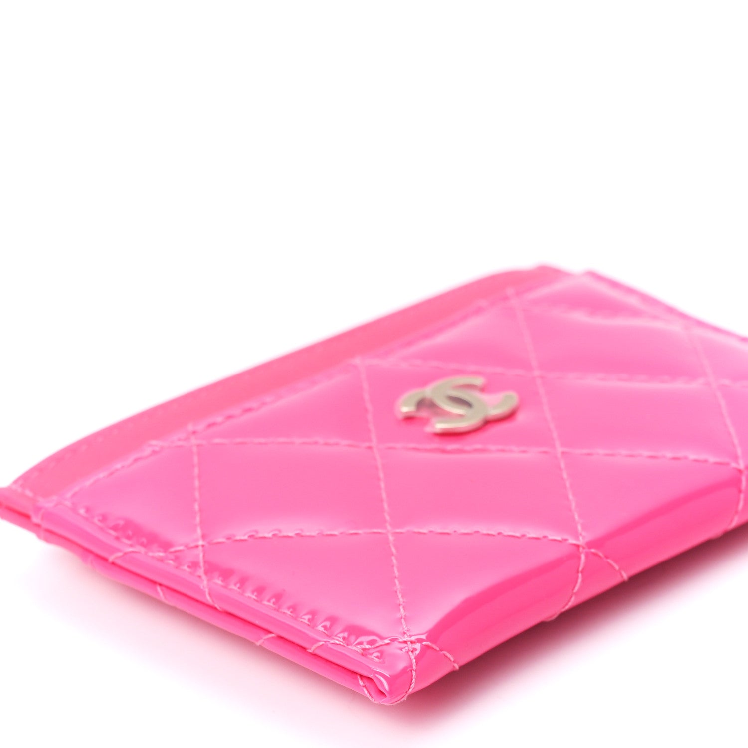 Chanel Patent Quilted Card Holder Pink 11 of 13