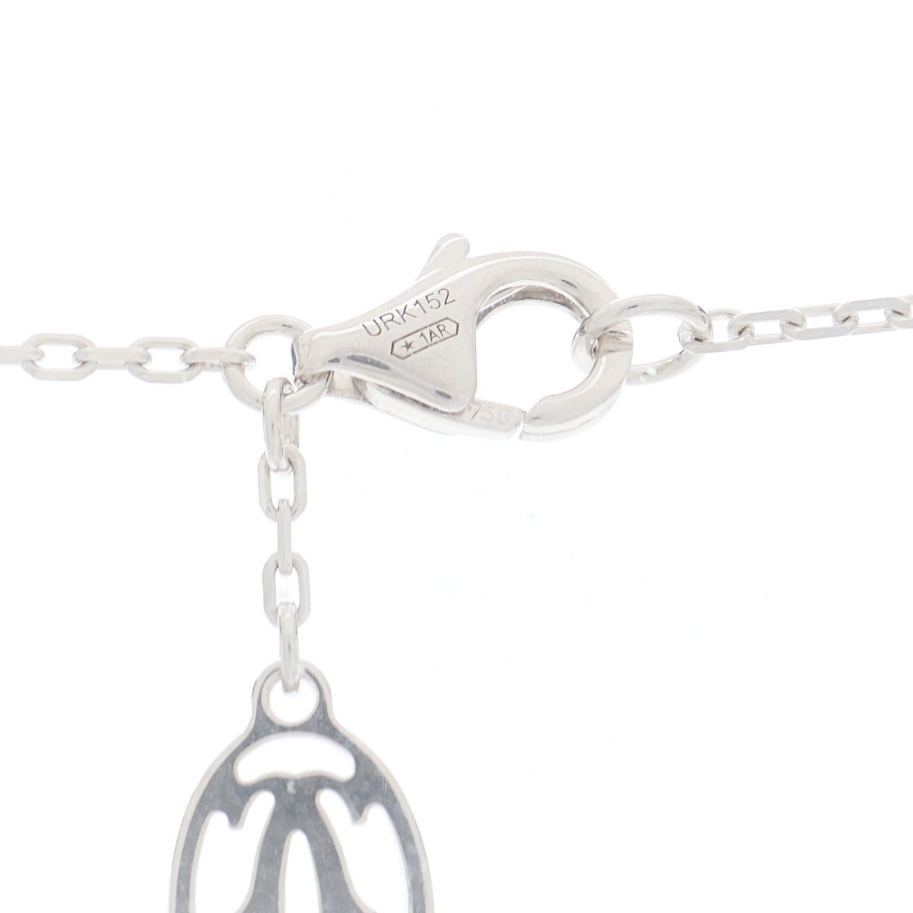 18K White Gold Diamond Agrafe Drop Pendant Necklace