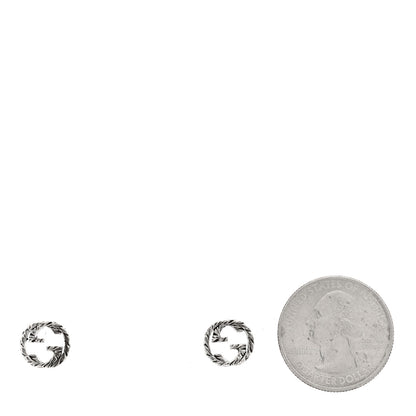 Gucci Sterling Silver Textured Interlocking G Stud Earrings 2 of 4