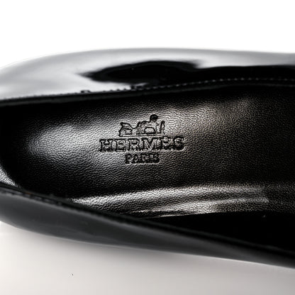 Hermes Patent Shiny Alligator Nice Ballerina Flats 38 Black 7 of 8