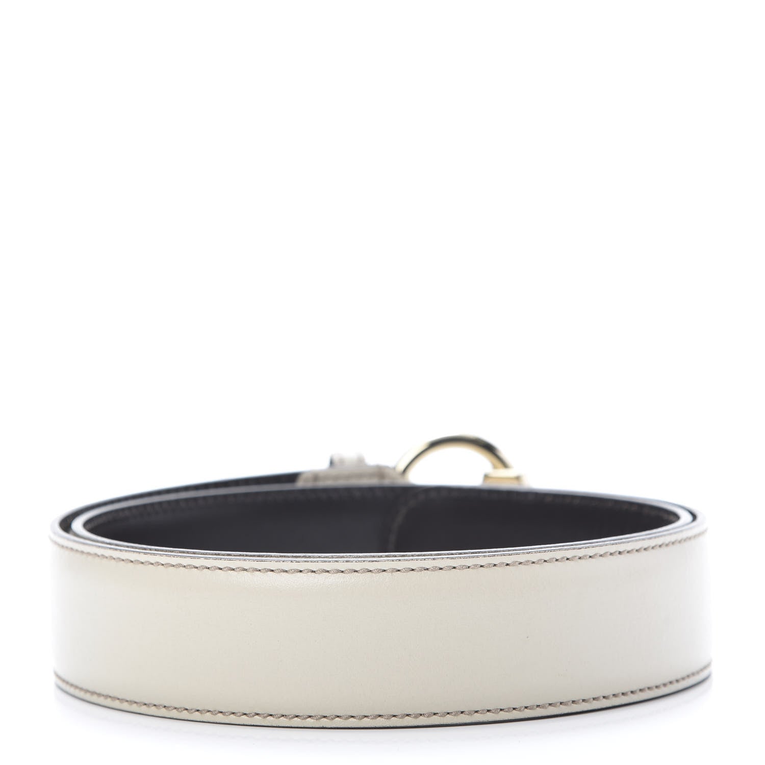 Gucci Calfskin Horsebit Buckle Belt 85 34 White 2 of 7