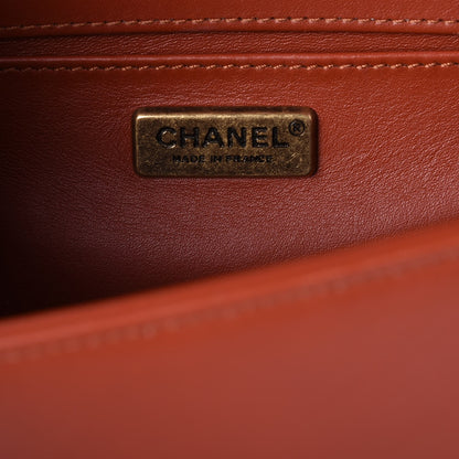 Chanel Python Medium Boy Flap Dark Orange 6 of 7