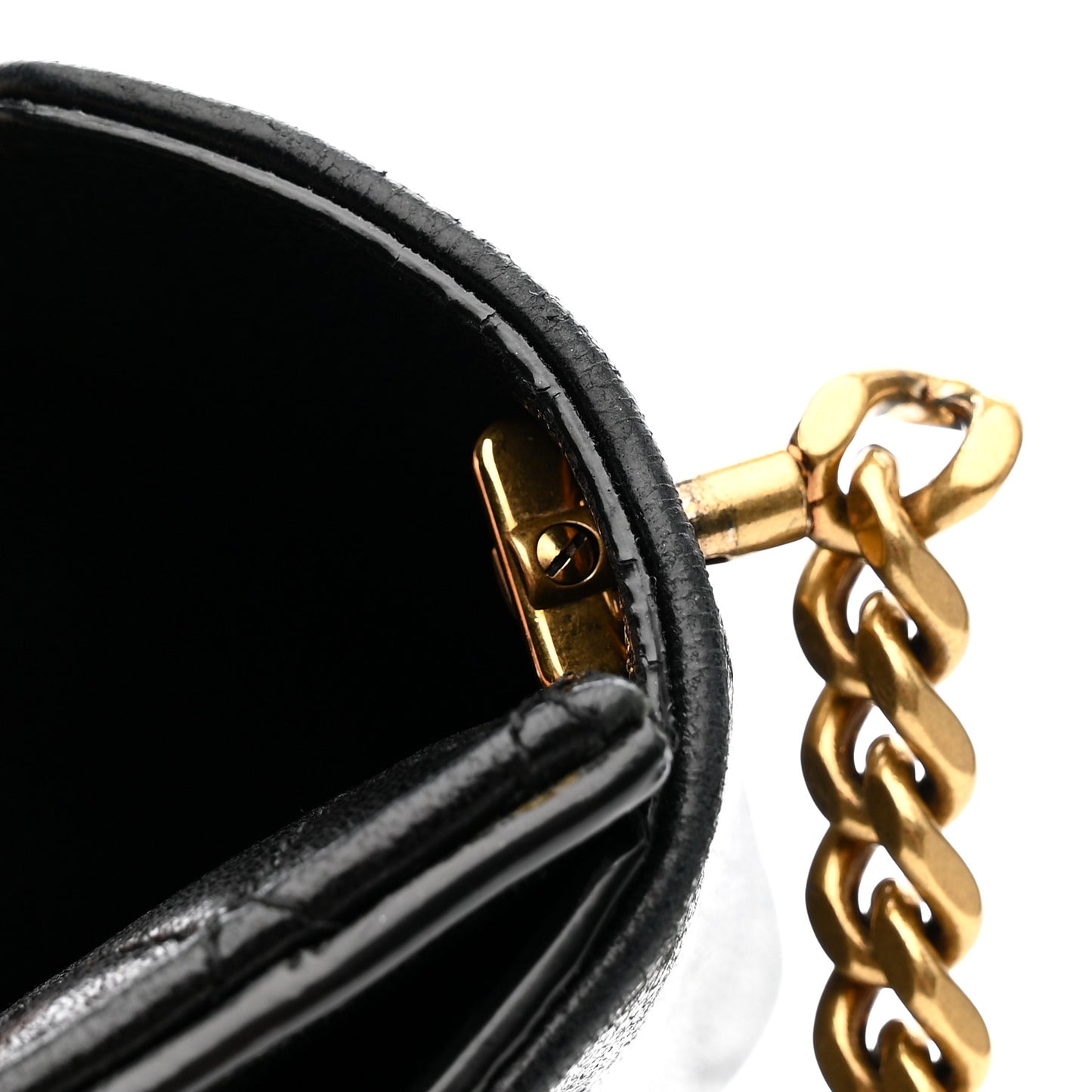 Lambskin Quilted Monogram Gaby Chain Bag Black