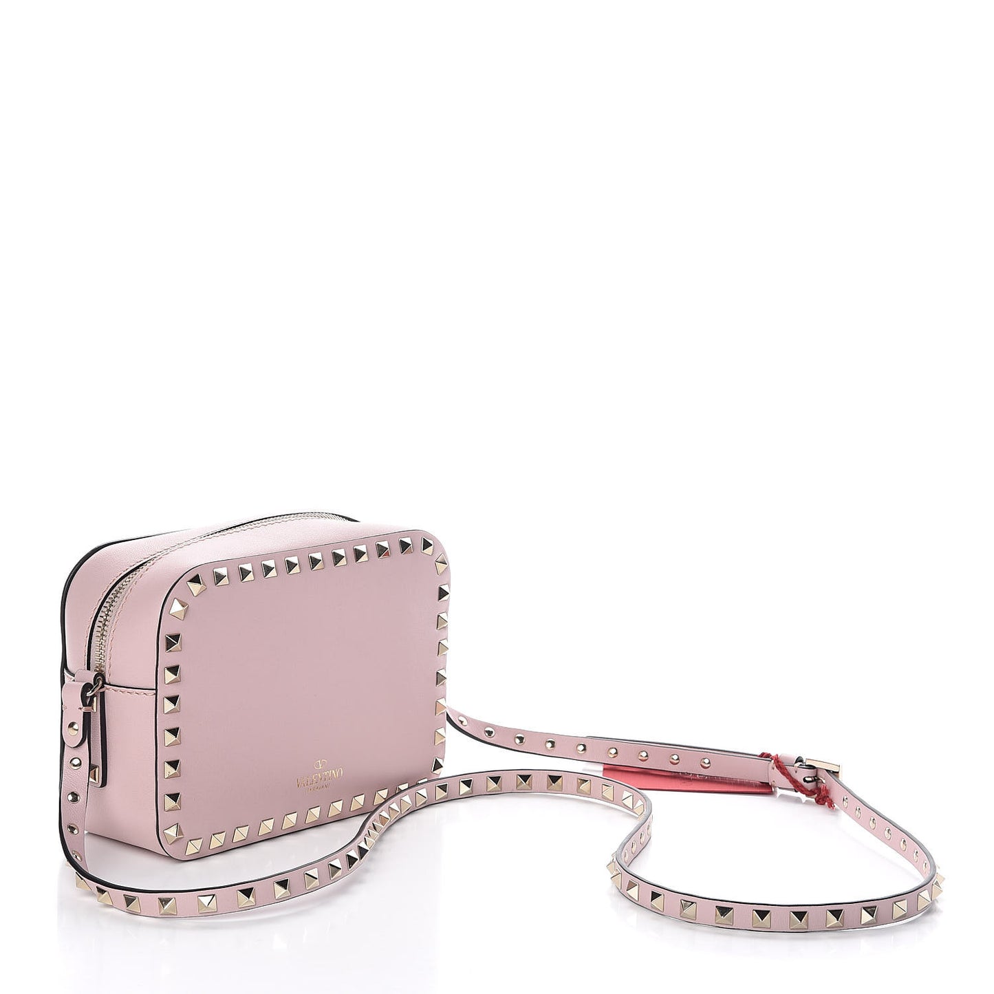 Calfskin Rockstud Camera Crossbody Bag Water Rose