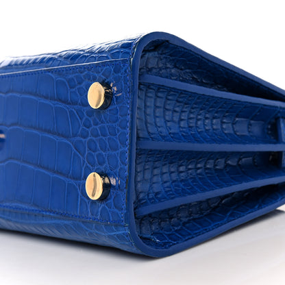 Saint Laurent Calfskin Crocodile Embossed Nano Sac De Jour Royal Blue 7 of 7