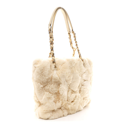 Chanel Rabbit Fur CC Tote Ivory 3 of 12