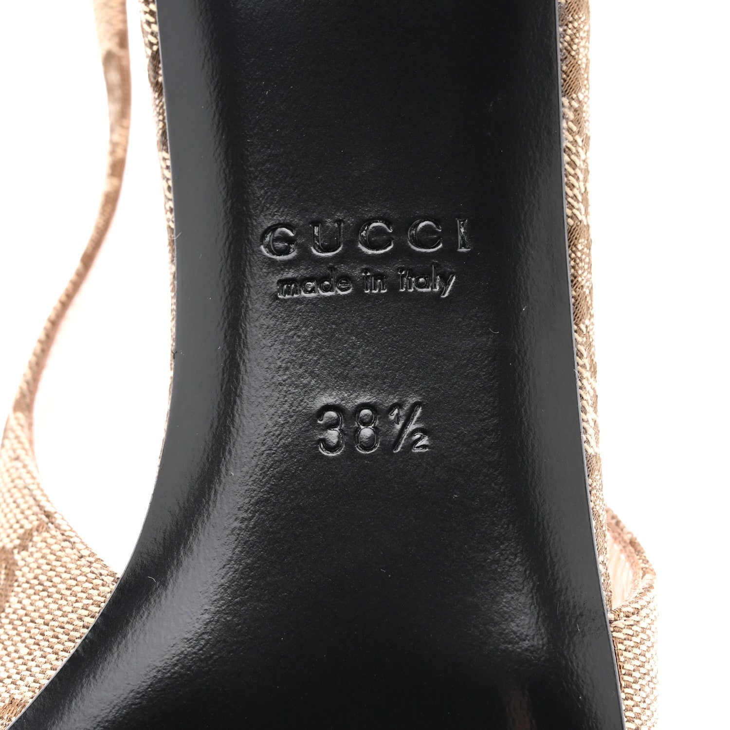 Gucci Monogram Horsebit 35mm Slingback Pumps 38.5 Beige Ebony Cocoa 6 of 9