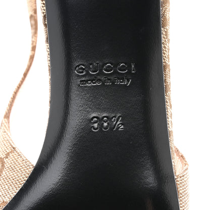 Gucci Monogram Horsebit 35mm Slingback Pumps 38.5 Beige Ebony Cocoa 6 of 9