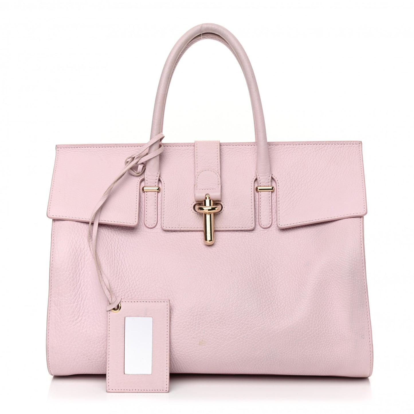 Grained Calfskin M Tube Round Tote Rose Poudre