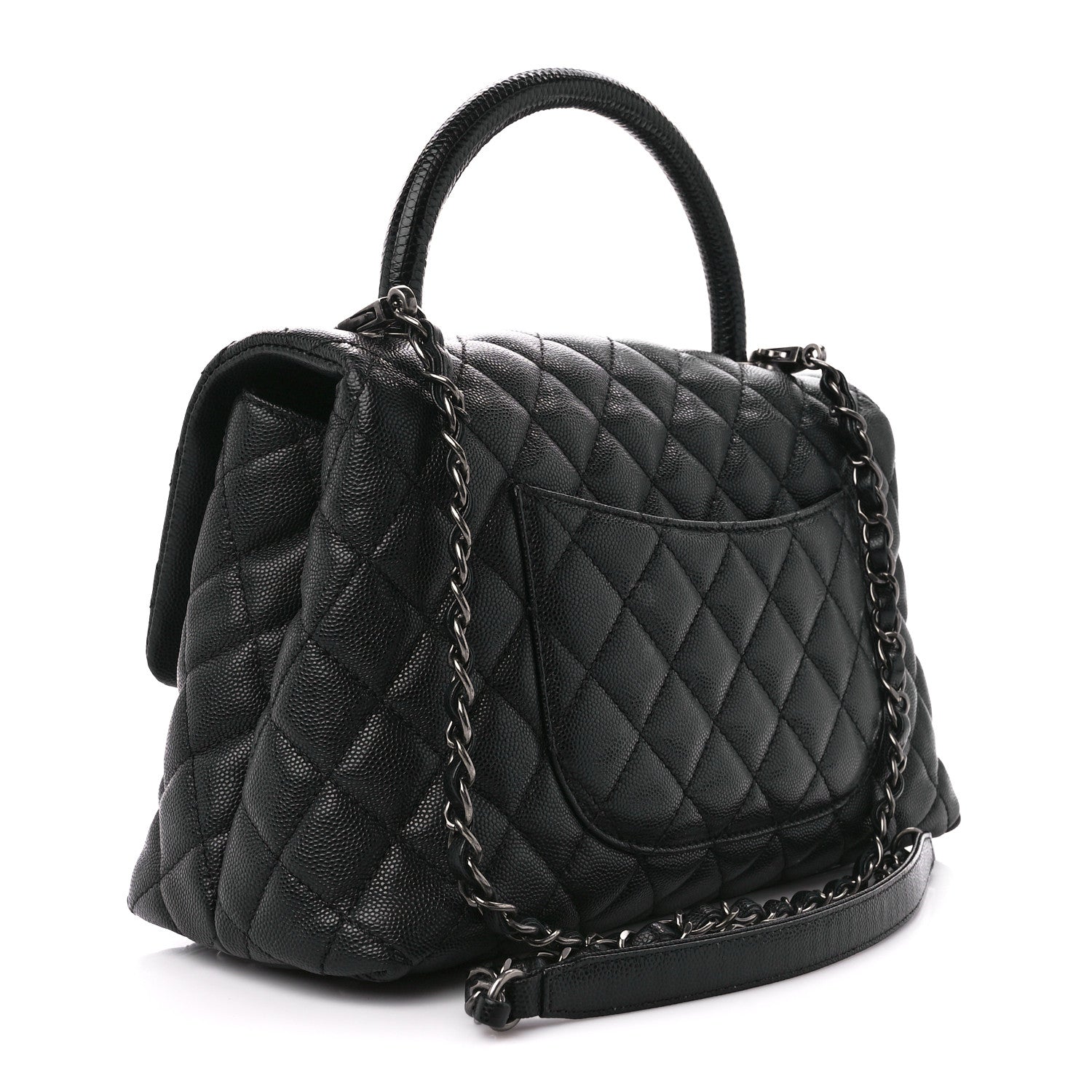 Chanel Caviar Lizard Quilted Small Coco Handle Flap Black 3 of 11