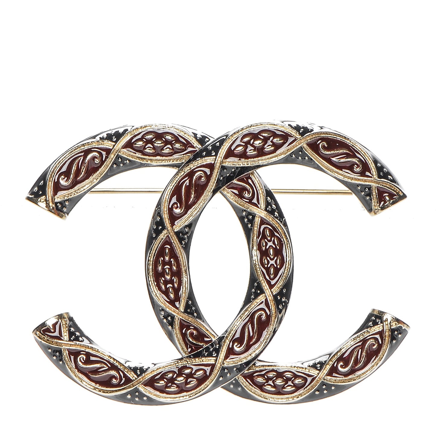 Resin CC Brooch Gold Red Blue