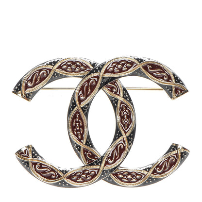 Chanel Resin CC Brooch Gold Red Blue 1 of 4