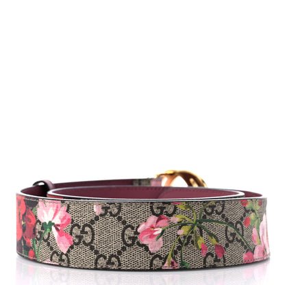 Gucci GG Supreme Monogram Blooms Moon Calfskin Interlocking G 37mm Belt 75 30 Beige Ebony Multicolor Dry Rose 2 of 7