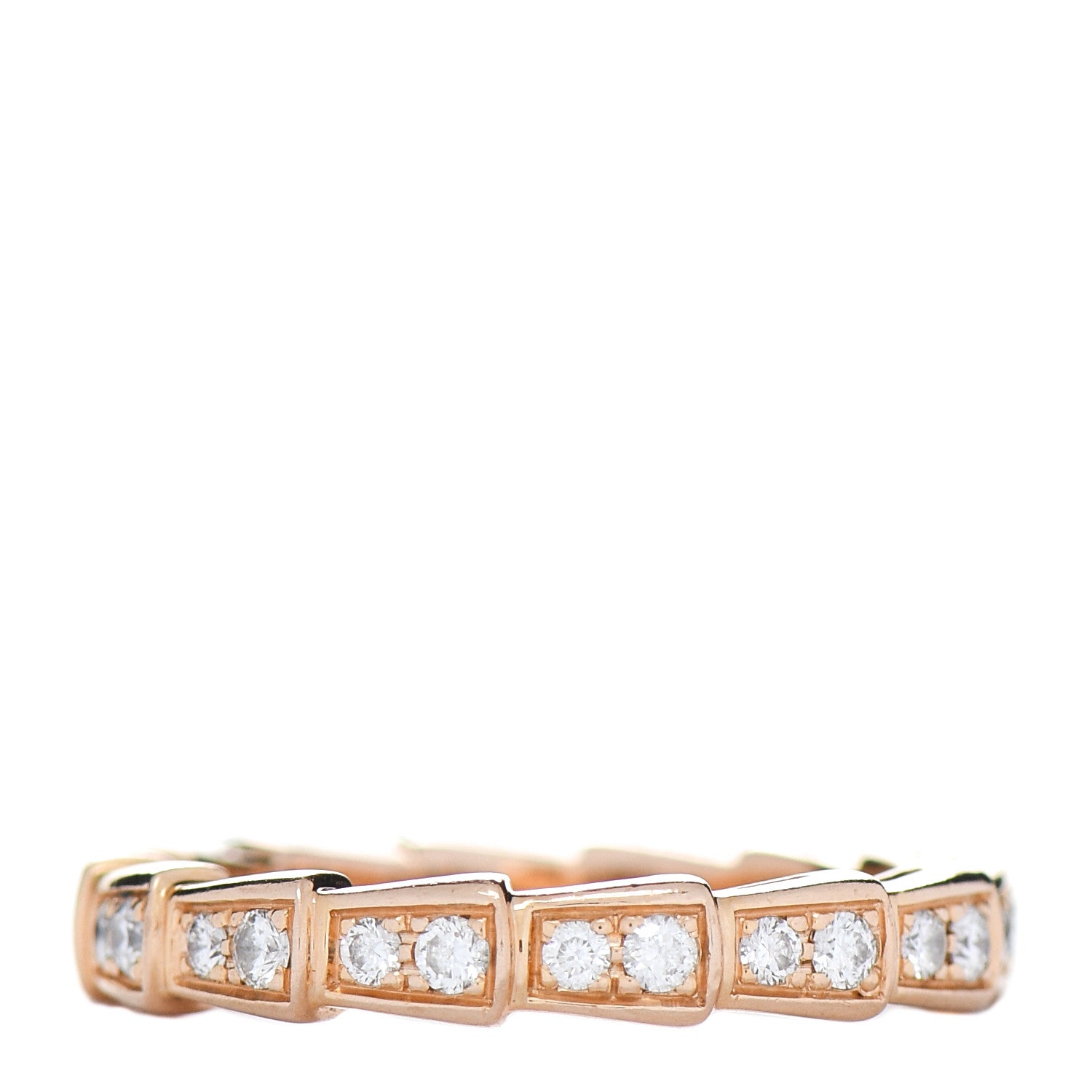 Bulgari 18K Rose Gold Diamond Serpenti Viper Band Ring 53 6.5 3 of 4