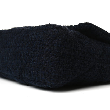 Chanel Tweed Quilted Large Chanel 19 Flap Navy Blue 8 of 16