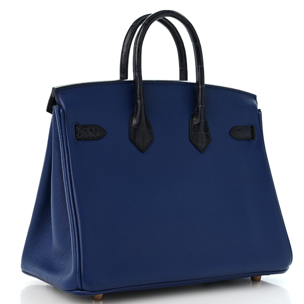Taurillon Novillo Matte Alligator Birkin Touch 25 Bleu Saphir Marine