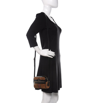 Gucci Suede Patent Web Mini Ophidia Shoulder Bag Nocciola Black 2 of 9