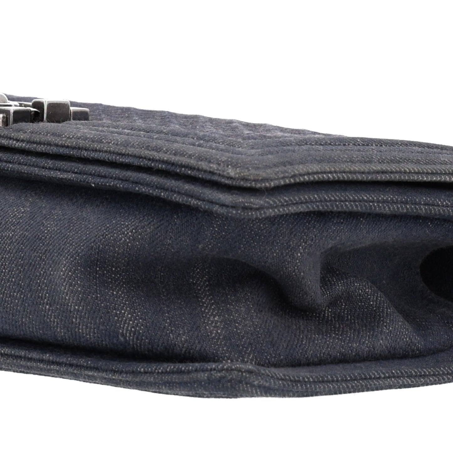 Denim Quilted Embossed Medium Boy Flap Blue