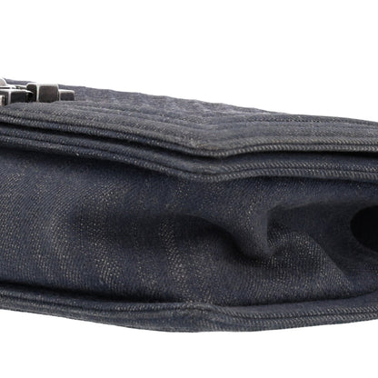 Chanel Denim Quilted Embossed Medium Boy Flap Blue 10 of 10