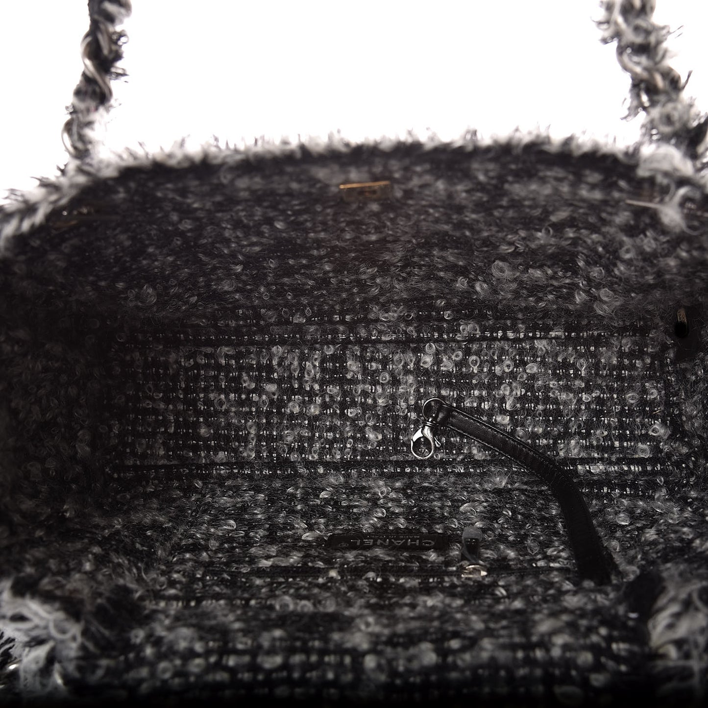 Tweed Calfskin Tweedy Shopping Tote Black