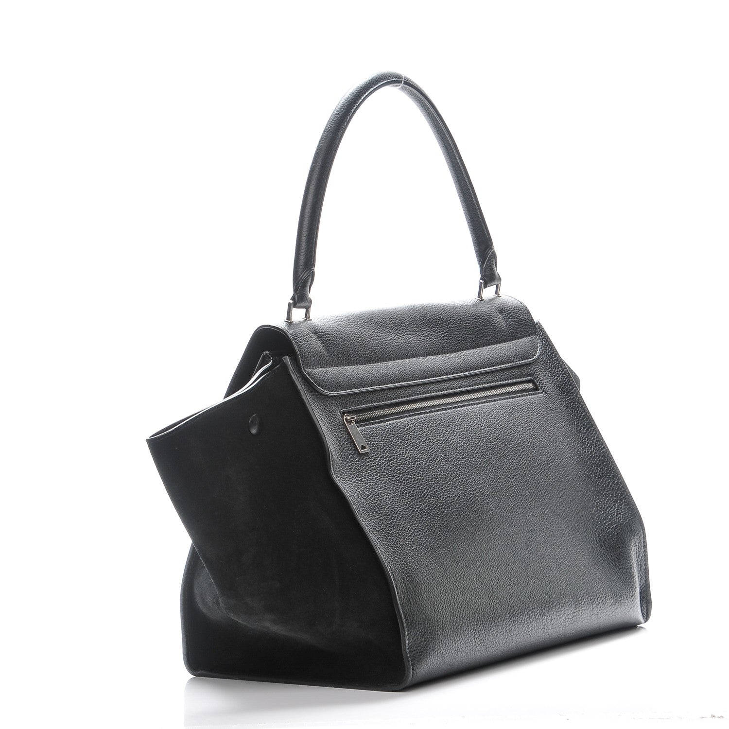 Celine Drummed Calfskin Suede Large Trapeze Black 3 of 8