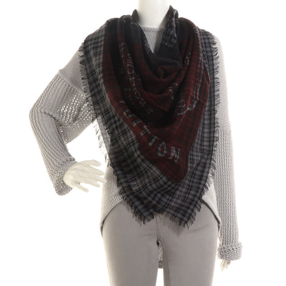 Louis Vuitton Mens Fleece Wool Silk Trunks Shawl Gris Rouge 2 of 5
