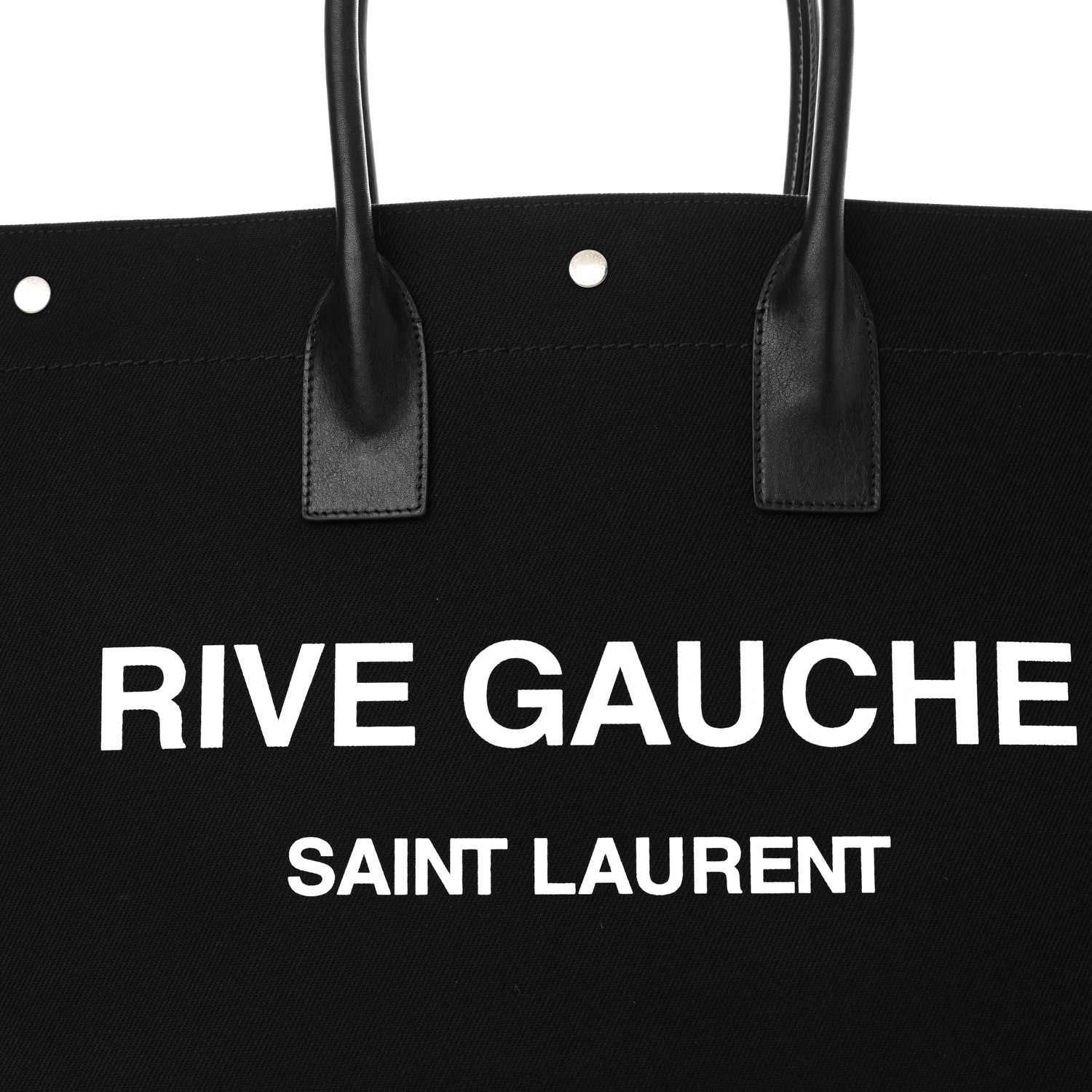 Saint Laurent Linen Calfskin Rive Gauche Tote Black 8 of 10