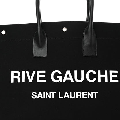 Saint Laurent Linen Calfskin Rive Gauche Tote Black 8 of 10