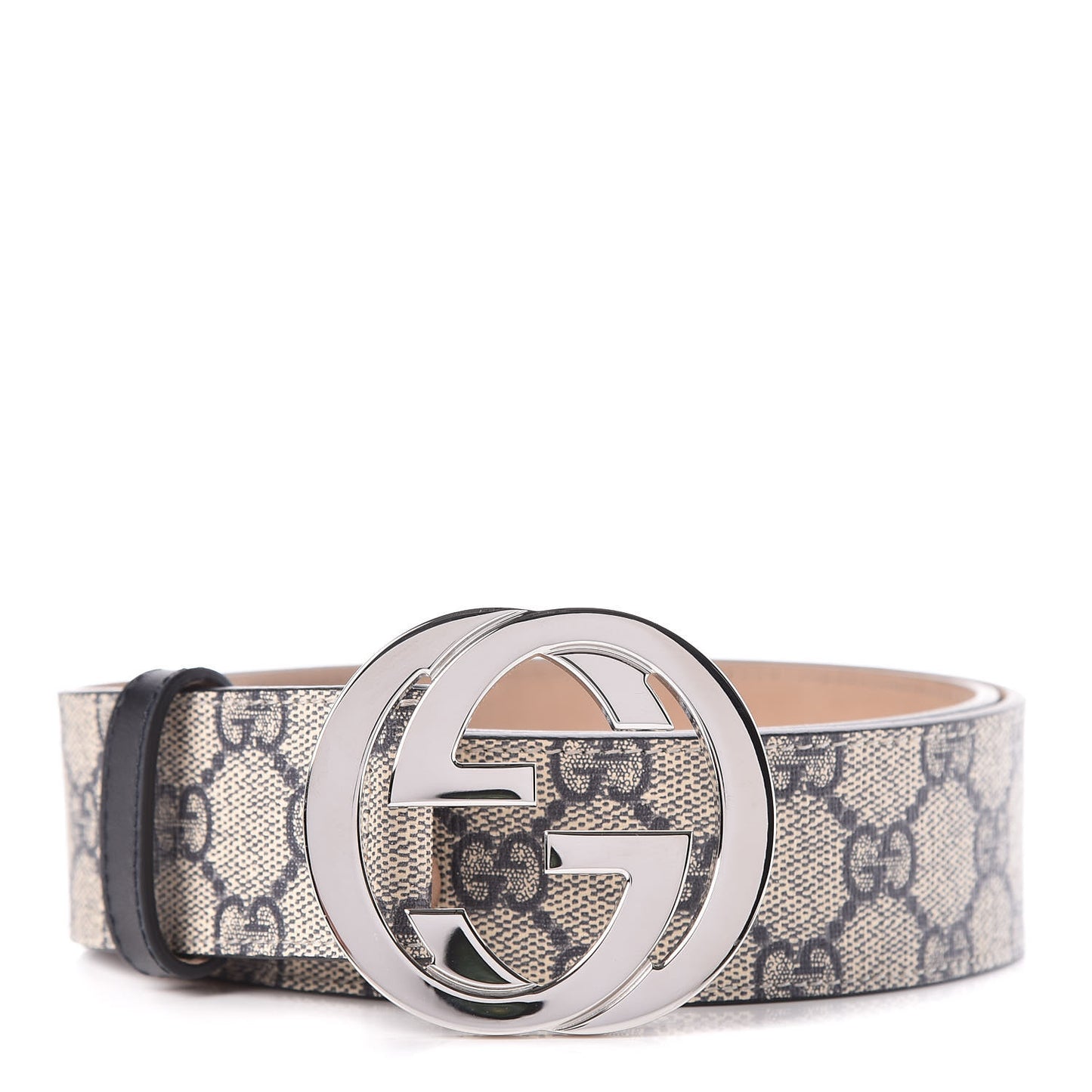 GG Supreme Monogram Selleria Calfskin Interlocking G 40mm Belt 90 36 Beige Blue