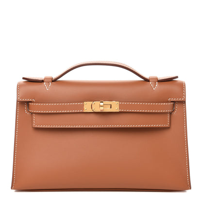 Hermes Swift Kelly Pochette Clutch Gold 1 of 10