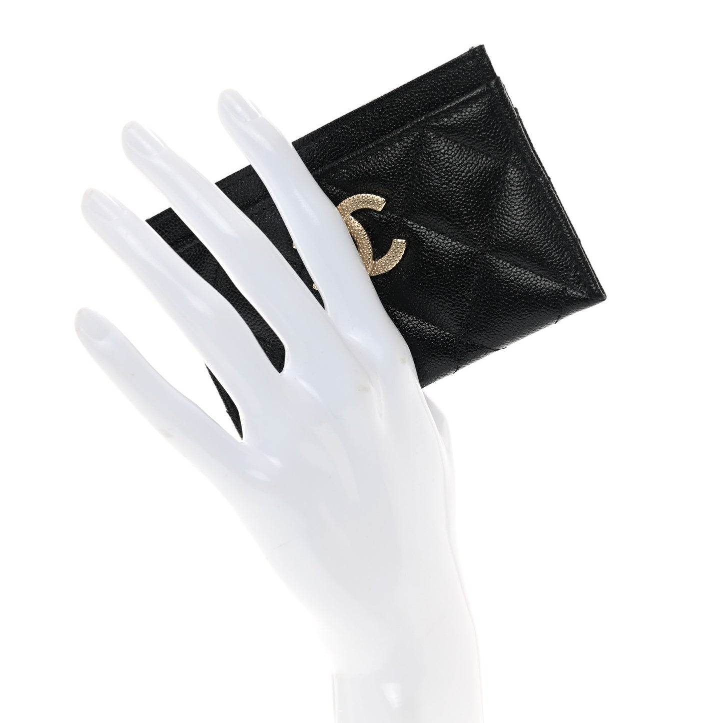 Caviar Quilted Studded CC Card Holder Black