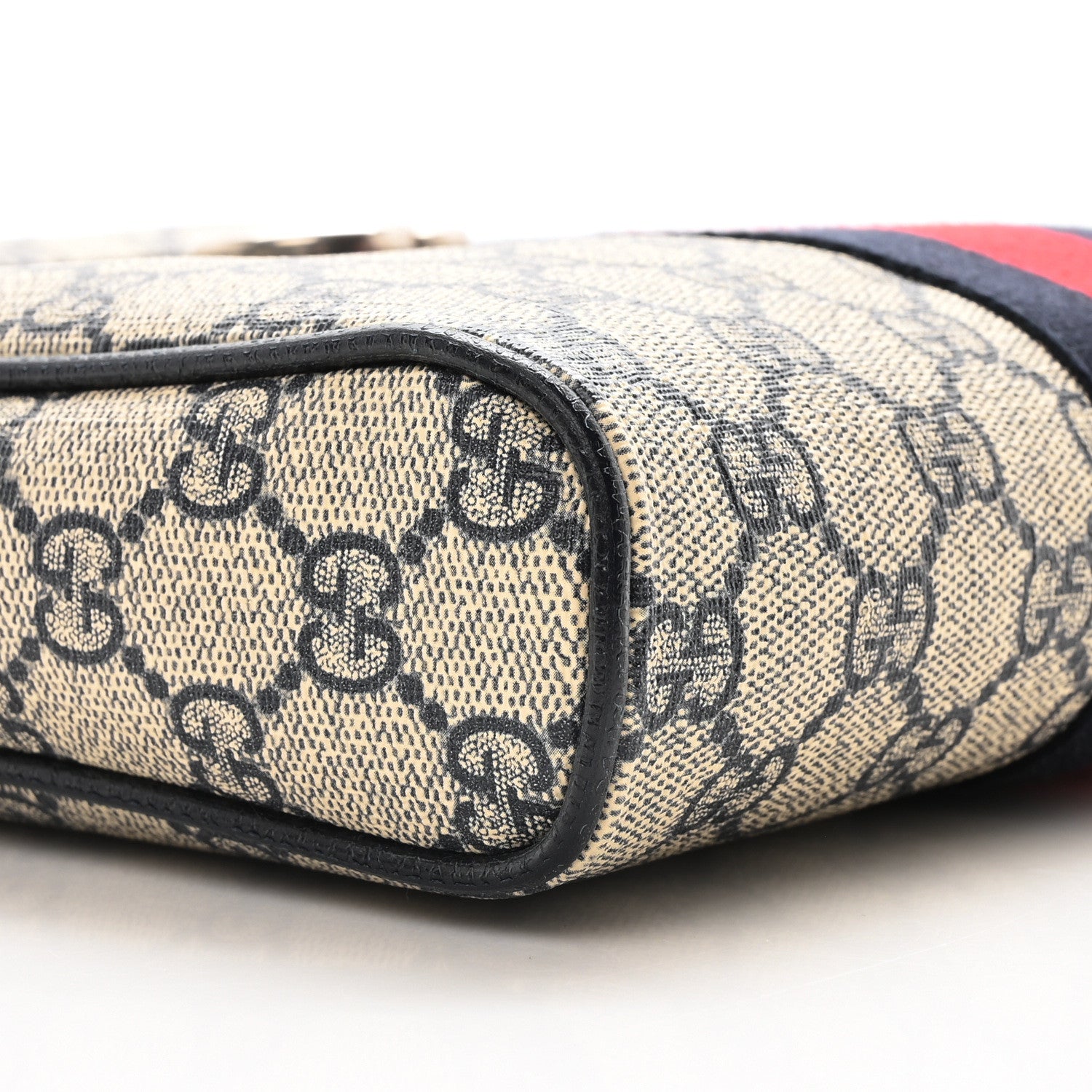 Gucci GG Supreme Monogram Textured Dollar Calfskin Web Small Ophidia Messenger Bag Beige Blue 8 of 10