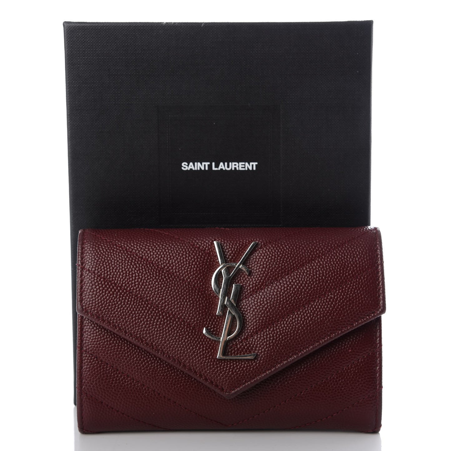 Grain De Poudre Matelasse Chevron Small Monogram Envelope Wallet Palissandre