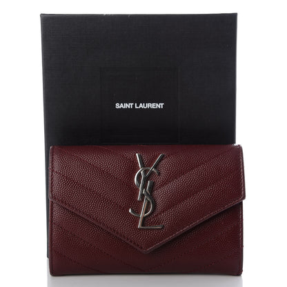 Saint Laurent Grain De Poudre Matelasse Chevron Small Monogram Envelope Wallet Palissandre 7 of 7