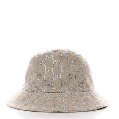 Gucci Canvas Lame GG Monogram Bucket Hat S Gardenia Silver 4 of 9