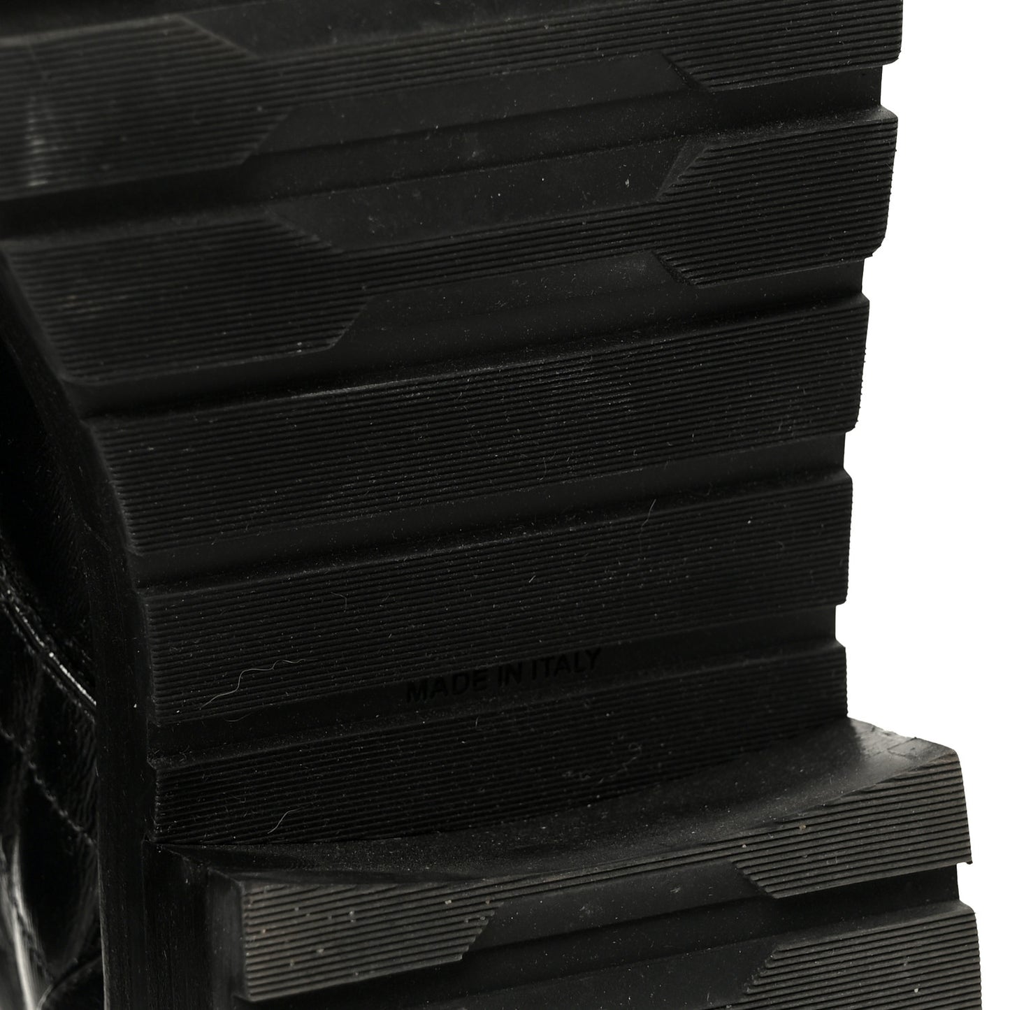 Shiny Calfskin Quilted Lace Up Combat Boots 37 Black