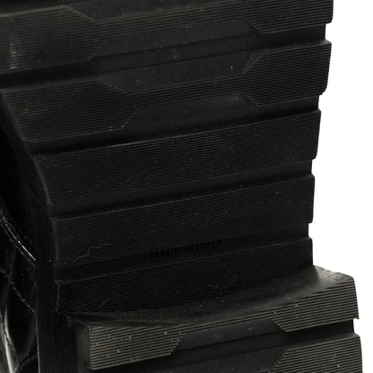 Chanel Shiny Calfskin Quilted Lace Up Combat Boots 37 Black 8 of 11