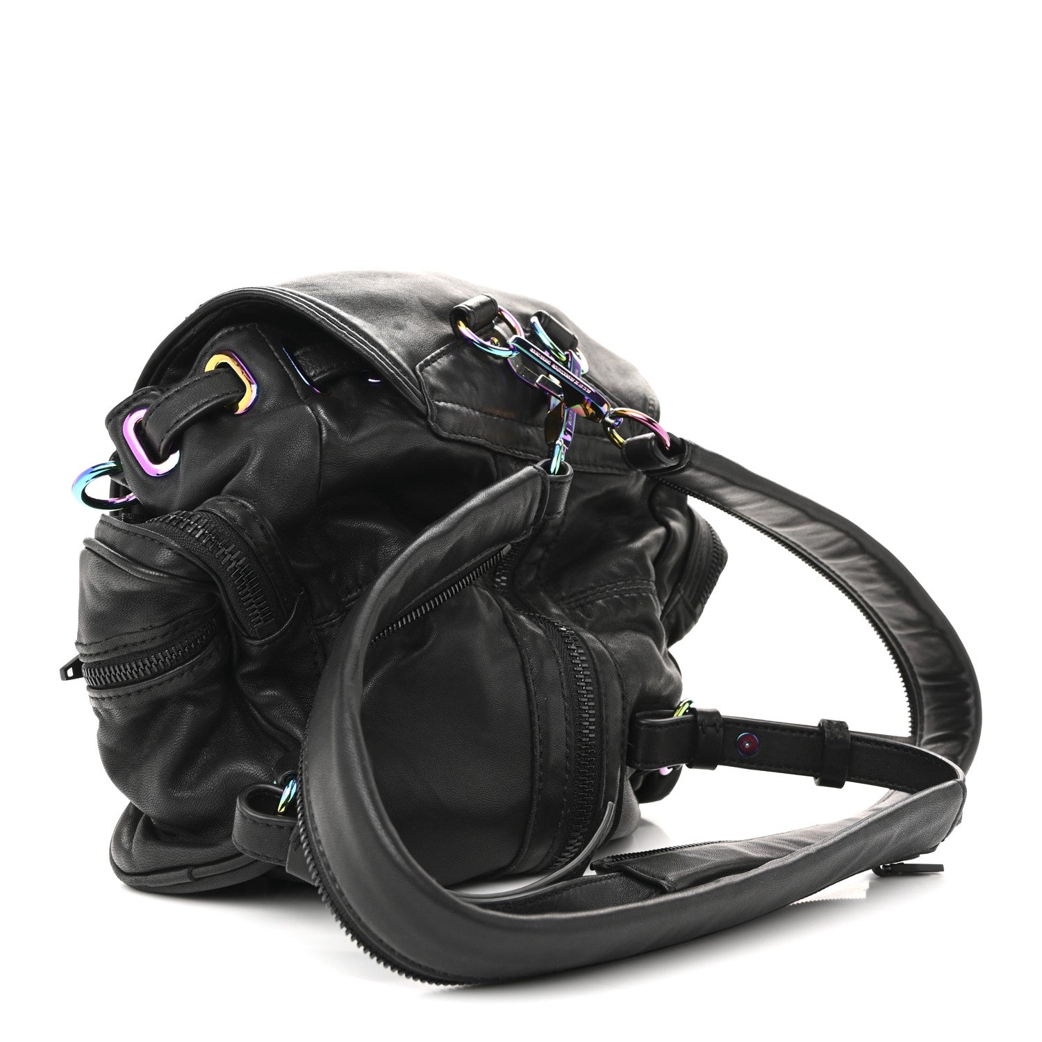 Alexander Wang Lambskin Marti Backpack Bag Washed Black Iridescent