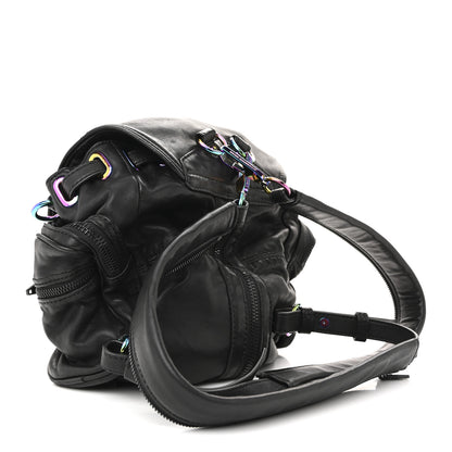 Alexander Wang Lambskin Marti Backpack Bag Washed Black Iridescent Hardware 3 of 13