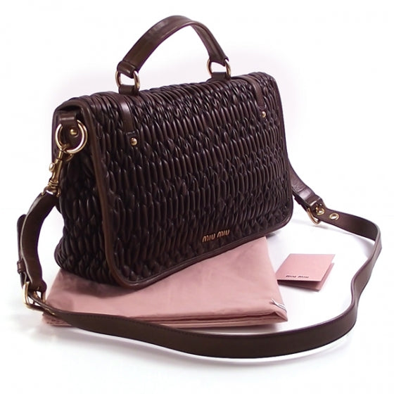 Leather Matelasse Turn Lock Flap