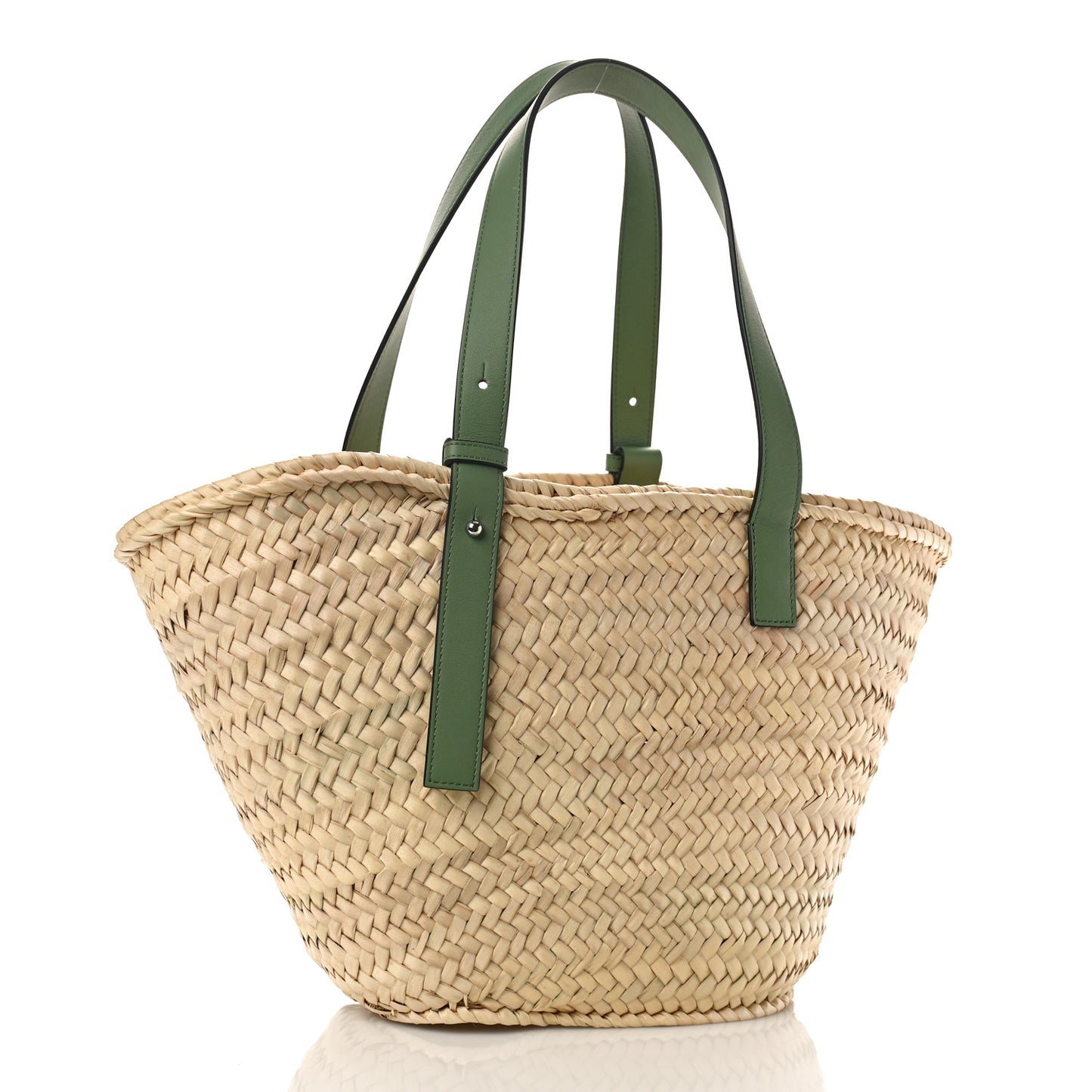 Raffia Small Basket Tote Bag Natural Green