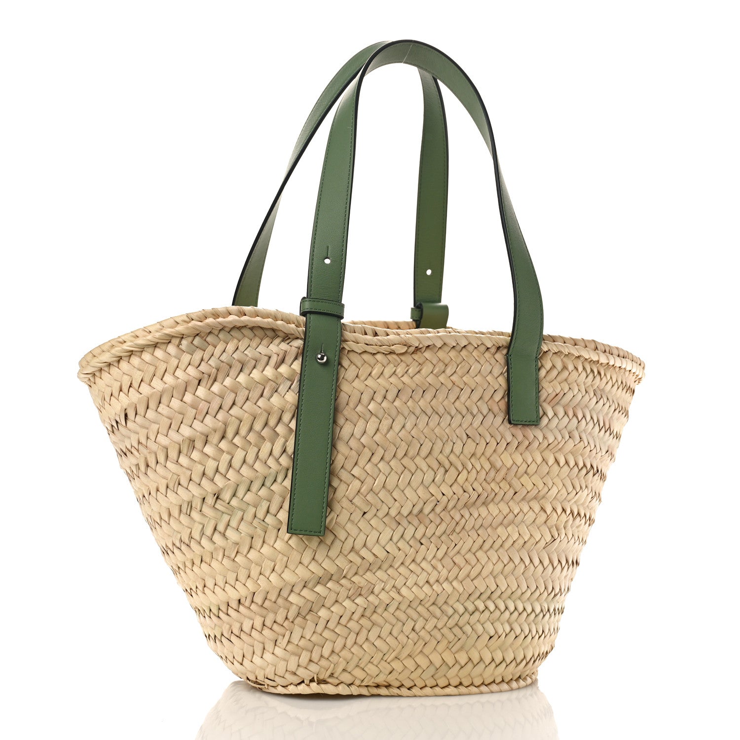 Loewe Raffia Small Basket Tote Bag Natural Green 2 of 7