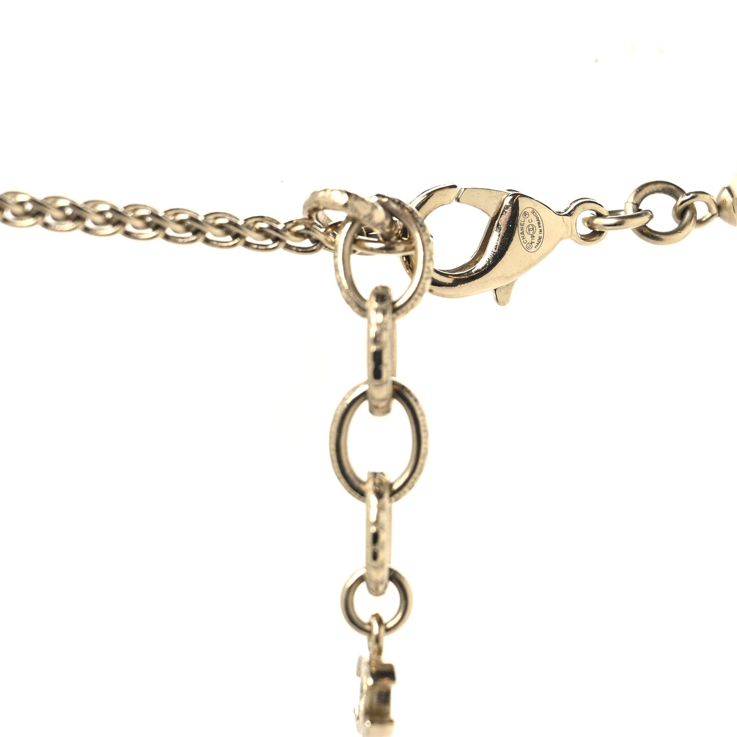 Pearl Crystal CC Necklace Gold