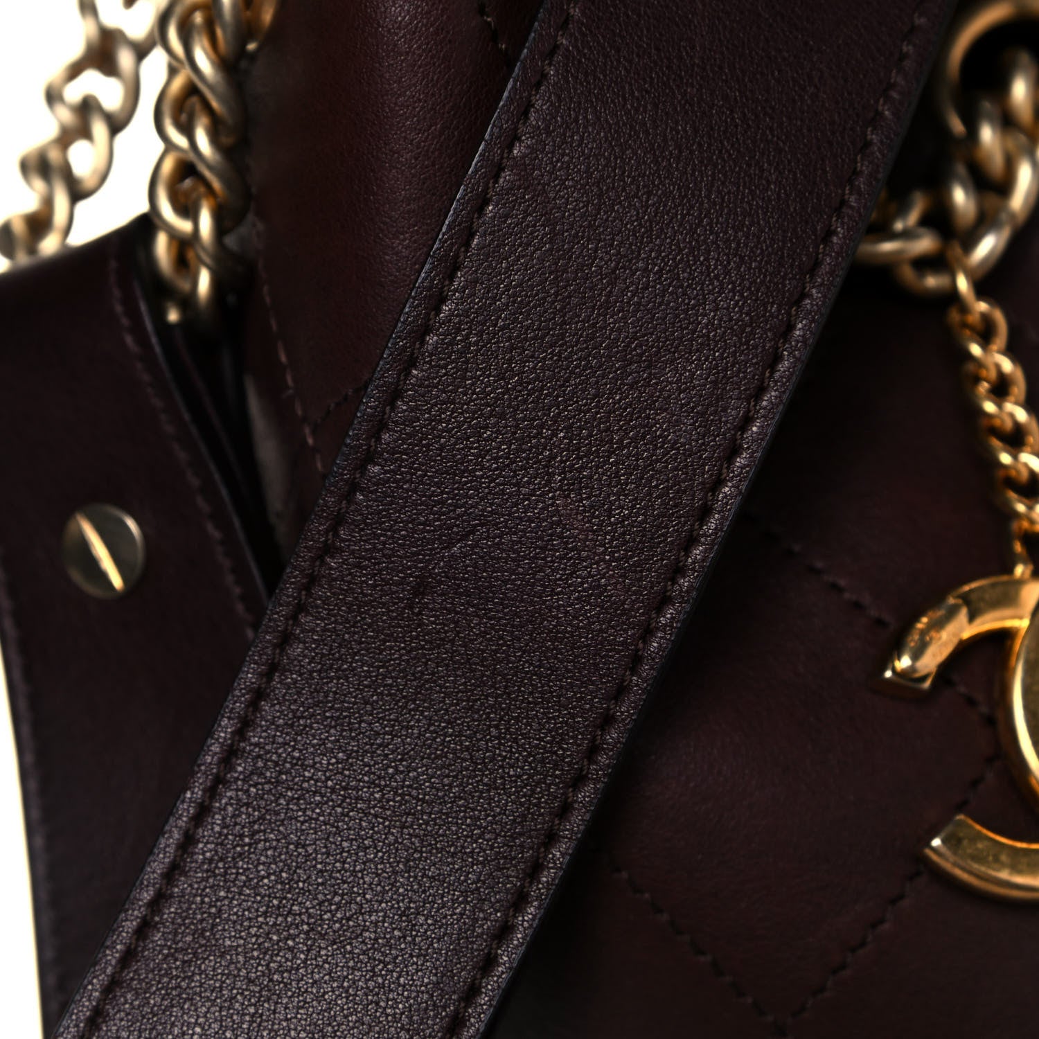 Chanel Calfskin Quilted Small On My Shoulder Drawstring Bag Brown 13 of 14
