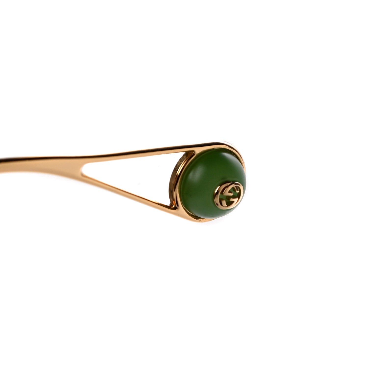 Gucci Metal Oversized Round Sunglasses GG0252S Gold Green 7 of 8