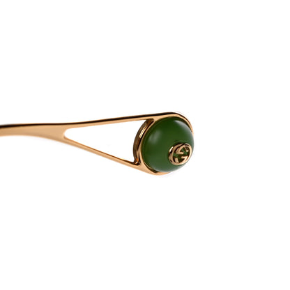 Gucci Metal Oversized Round Sunglasses GG0252S Gold Green 7 of 8