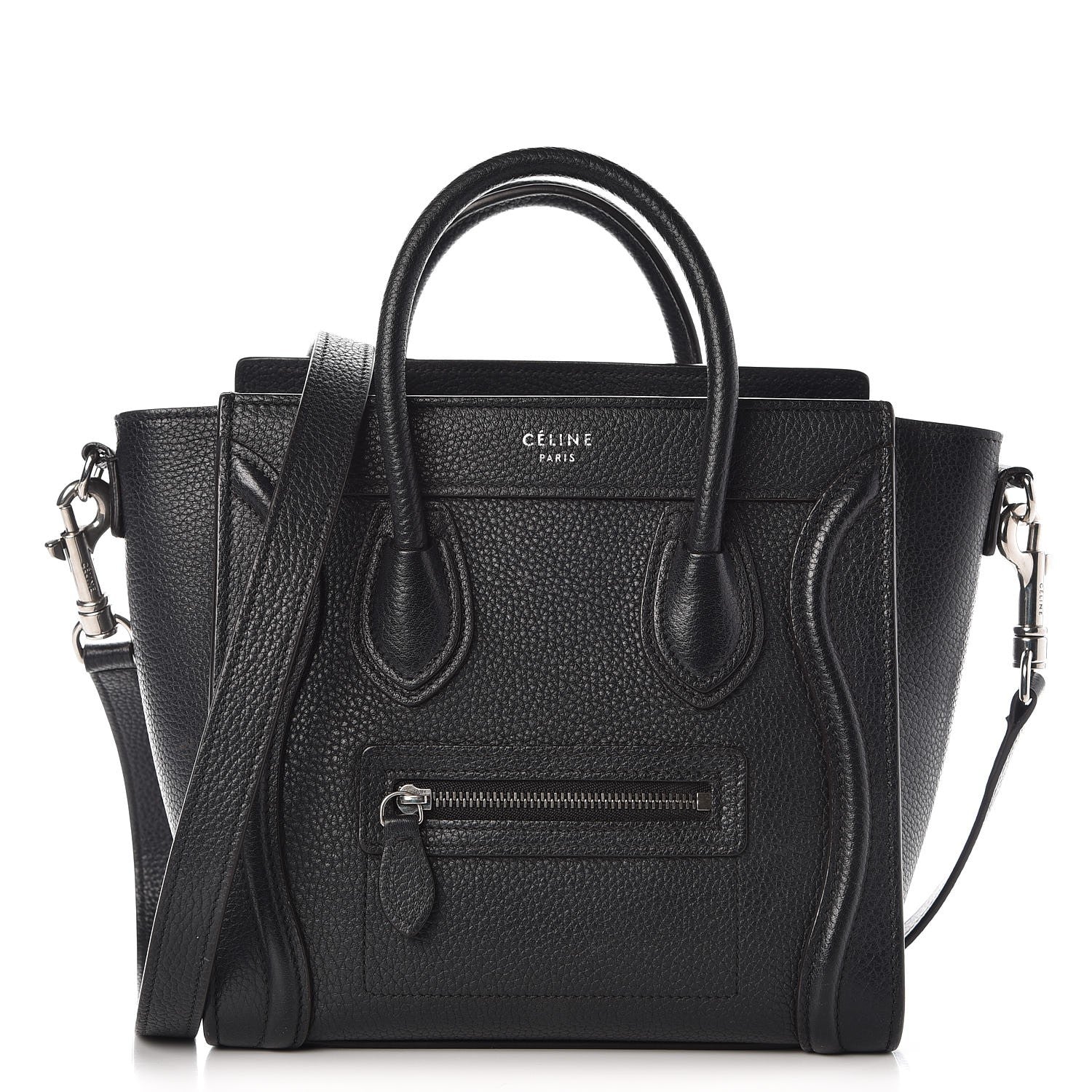 Celine Drummed Calfskin Nano Luggage Black 1 of 14
