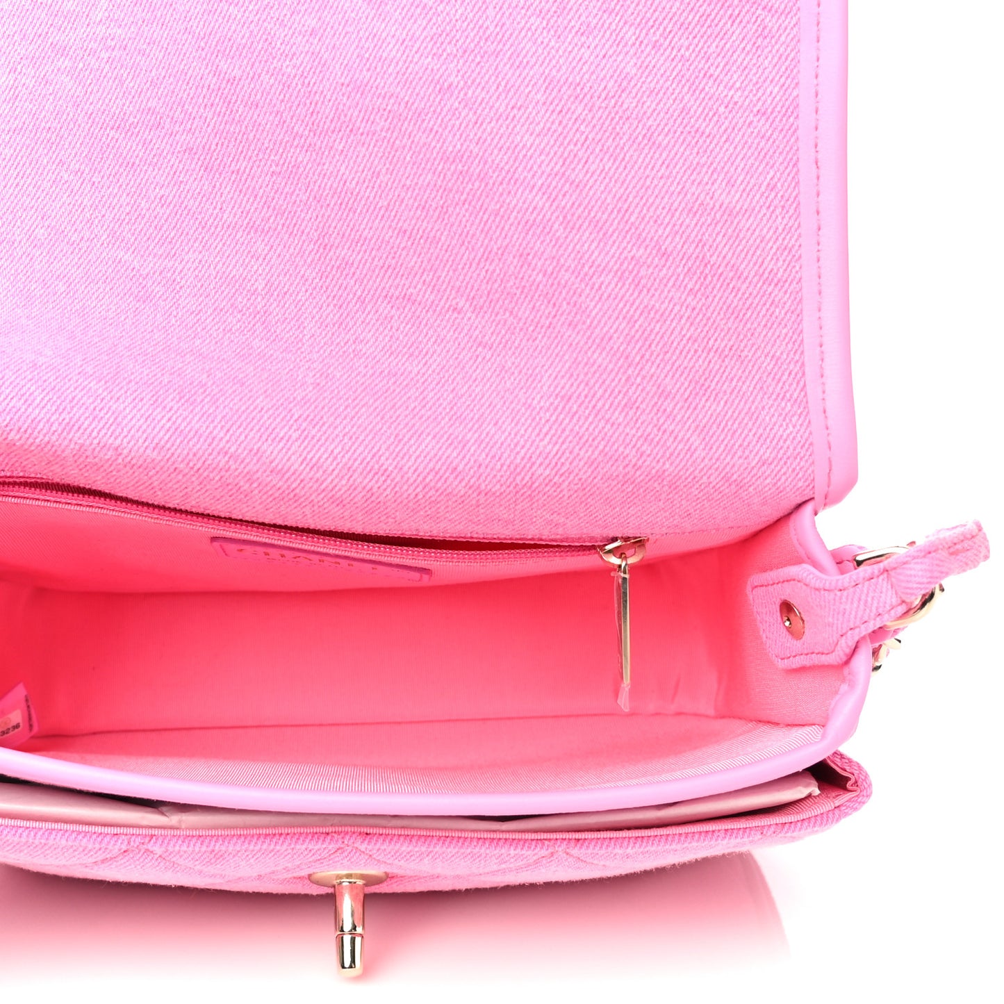 Denim Quilted Small Messenger Flap Neon Pink