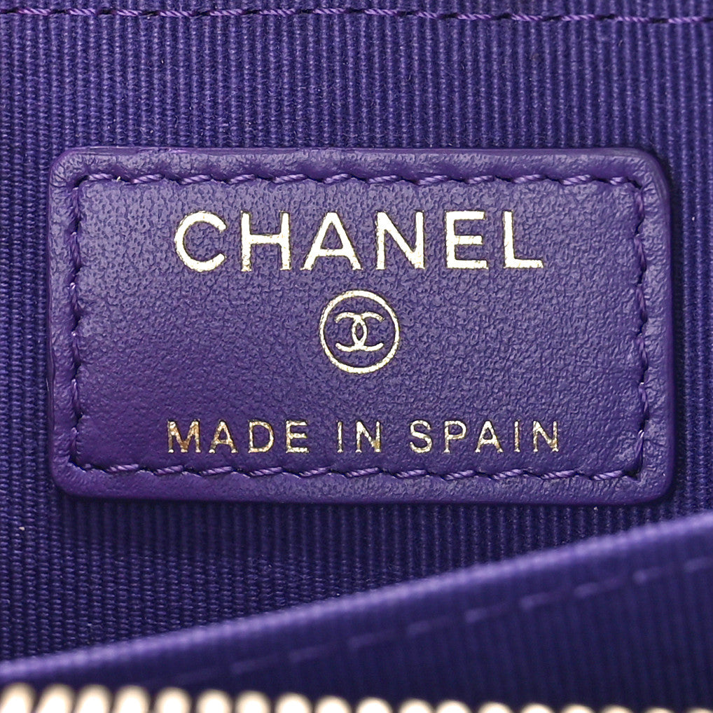 Chanel Caviar Quilted Zip Around Coin Purse Wallet Purple 6 of 10